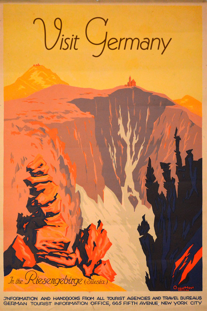 A vintage travel poster, modified to show text set in Kabella