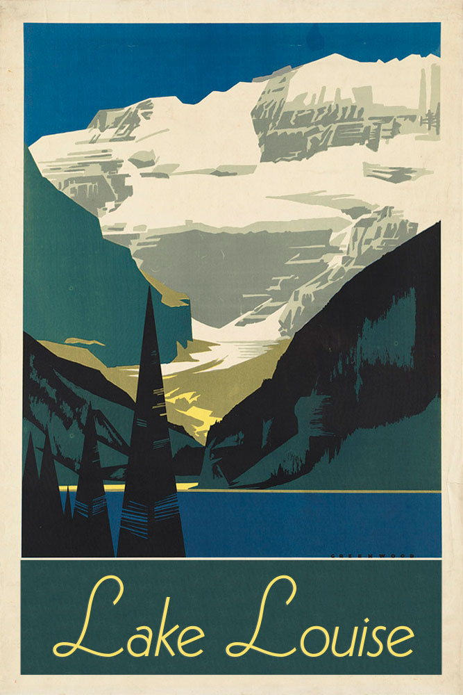 A vintage travel poster, modified to show text set in Kabella